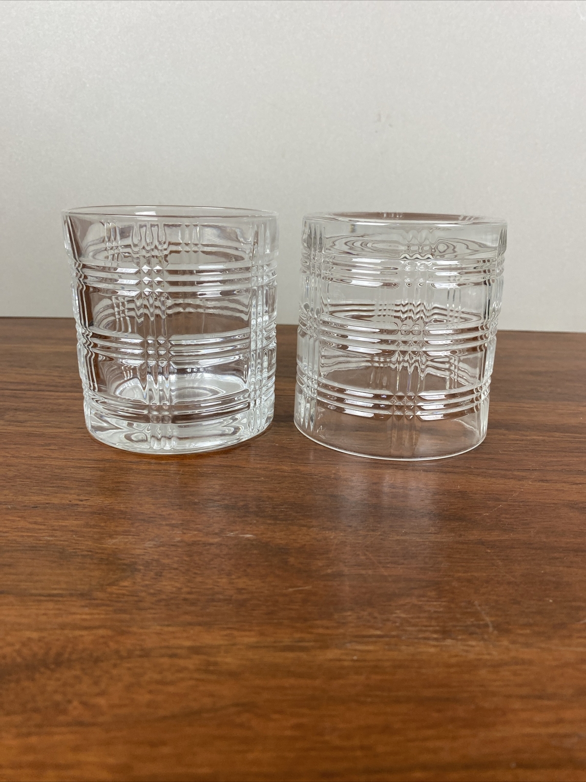 Glen Plaid Double Old Fashioned 12 oz Whiskey Rocks Glasses Set of 2