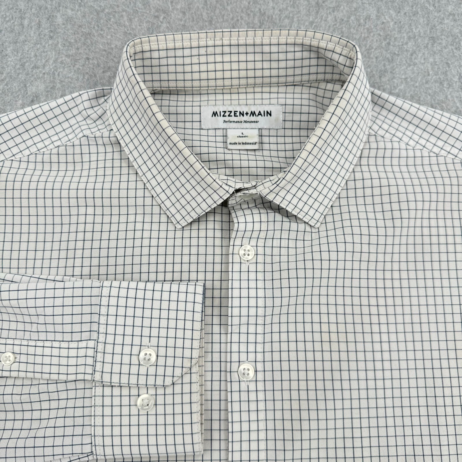 Mizzen+Main Performance Shirt Men's Large Ivory Long Sleeve Classic Button Up