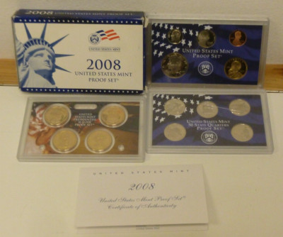 USA 2008-S Proof Set 14 Münzen inkl. State Quarters + Presidential Dollar + COA