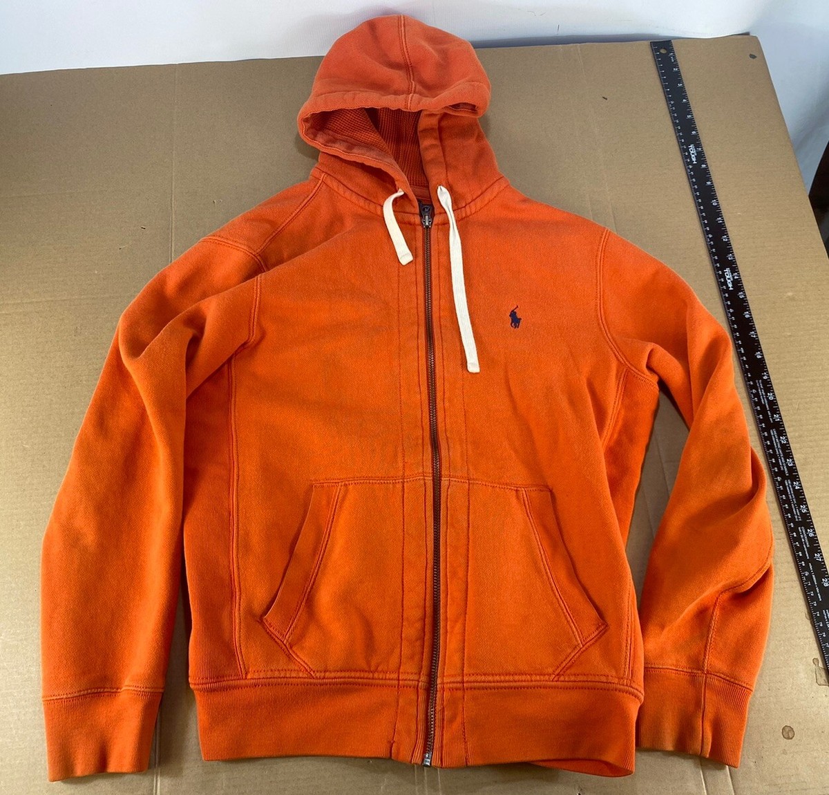 Ralph Lauren Polo Men’s Orange Thermal Lined Hooded Sweatshirt Jacket M