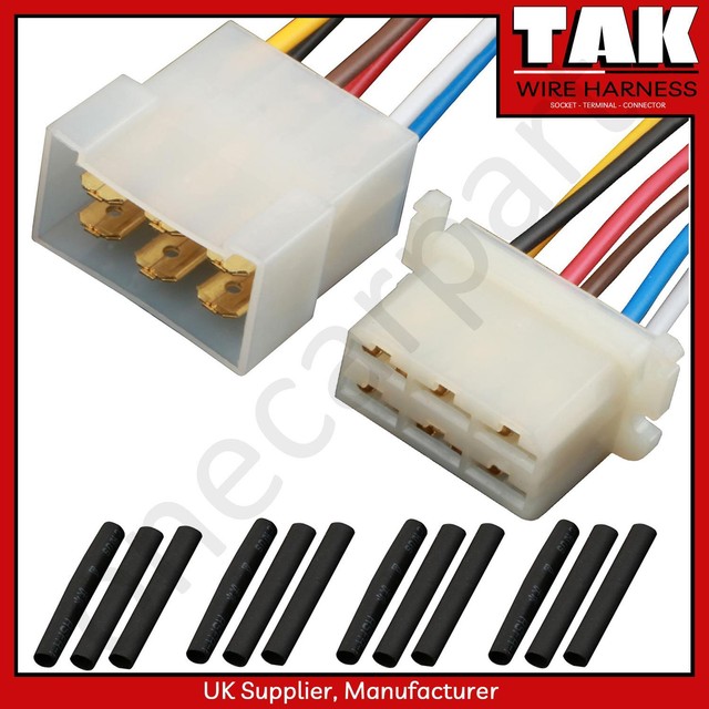 6.3mm Electrical Multi Connector 6 Pin Blade Plug Terminal Block Pre-Wired 6.3mm Electrical Multi Connector 6 Pin Blade Plug Terminal Block Pre-Wired