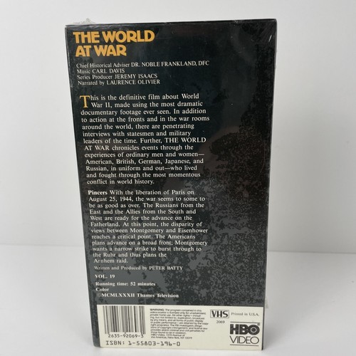 WWII The World At War Pinzer VHS Thames Collection Video HBO in scatola sigillata - Foto 3 di 7