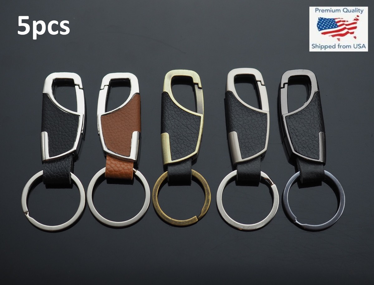 qw様オーダー 5pcs Men's Women's Style Leather Clip Keychain Car Key Ring Fob