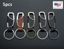 5pcs Men's Women's Style Leather Clip Keychain Car Key Ring Fob Holder 5 Colors