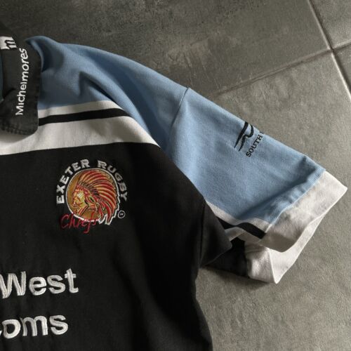 Vintage Chiefs Exter Rugby Polo T-shirts Y2K Style USA 00s Canterbury Telecoms - Picture 3 of 11