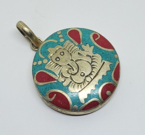 Colgante/medallón de coral turquesa tibetano - Imagen 7 de 8