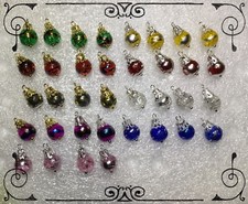 Miniature Metallic Crackle Glass Gold Silver Red Christmas Tree Ornaments 8mm