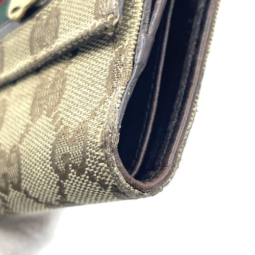 GUCCI Bifold Wallet Sherry Line Horsebit GG Logo Canvas Auth From Japan - Picture 6 of 22