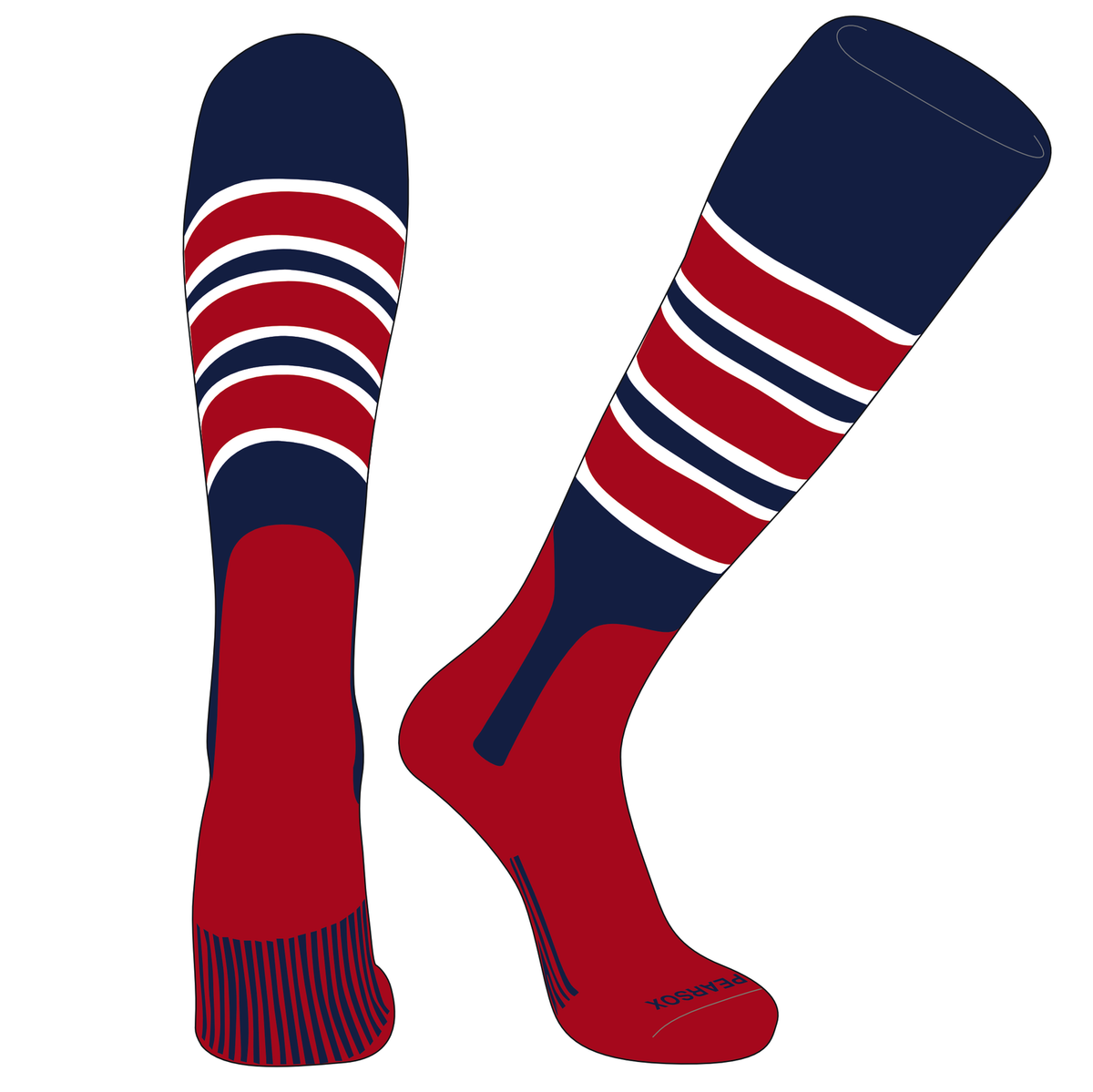 PE　ソックス PEAR SOX OTC Baseball Softball Stirrup Socks (C, 7in) Navy, White