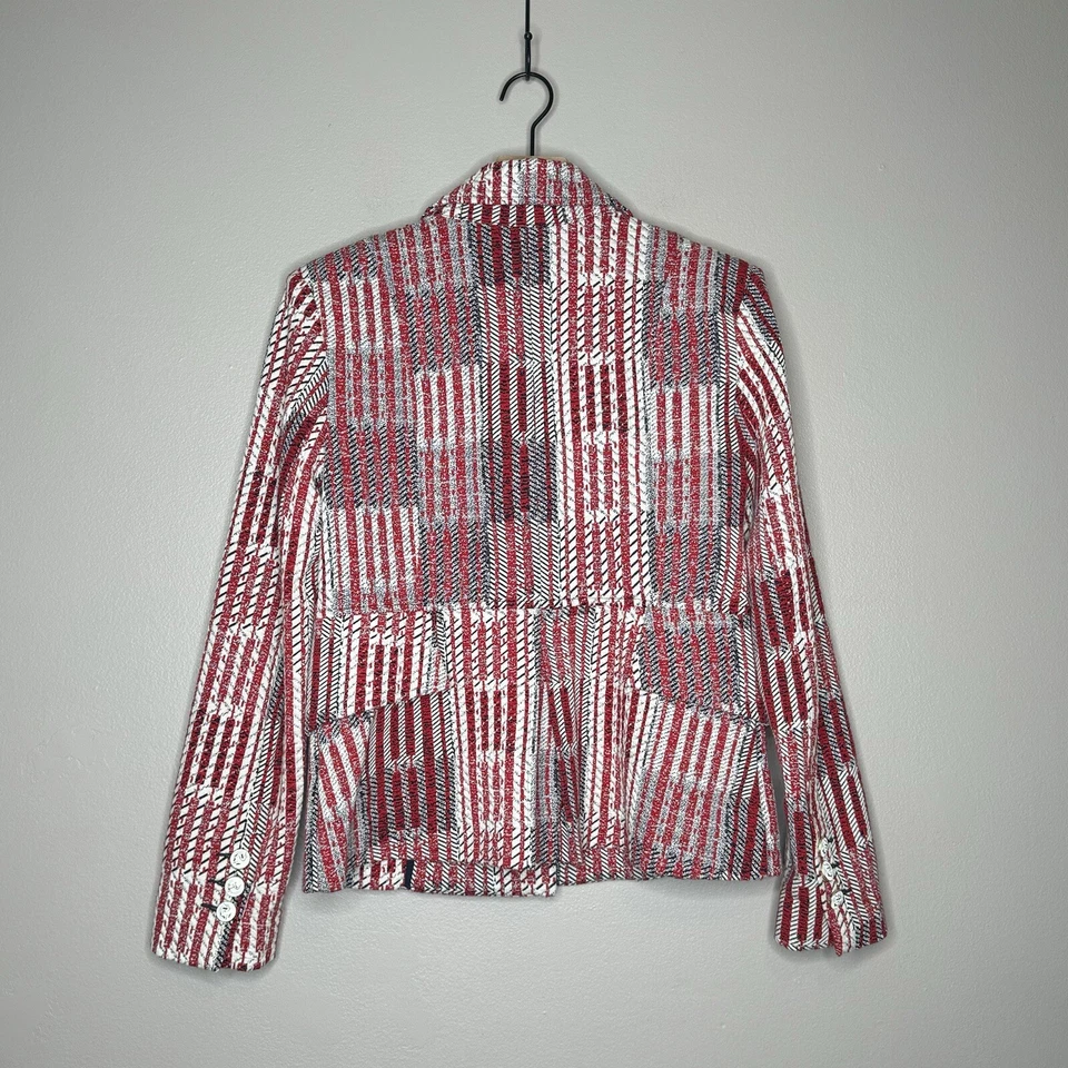 Chaqueta Blazer Cabi Para Mujer Talla Pequeña Patchwork Tweed Rojo Multi Foto 4 de 4