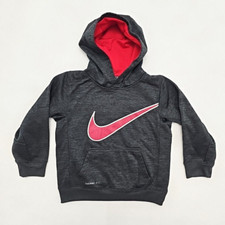 NIKE Boys Therma-FIT Space-Dyed Hoodie BLACK HEATHER / RED Size 7