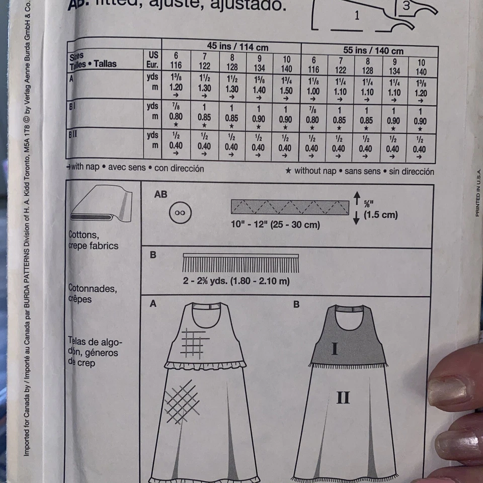 BURDA 9891 GIRLS RUFFLED RAISED WAIST HALTER DRESS PATTERN SIZE 6 7 8 9 10 - Image 2 of 2