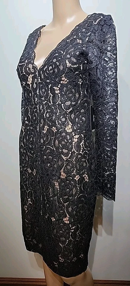 Vera Wang Black Lace Cocktail Dress Size 2 NWT - Image 3 of 4