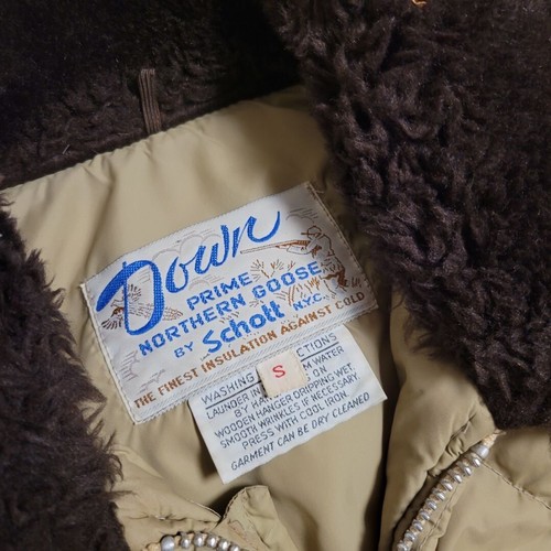 Men's Vintage Schott Puffer Jacket Goose Down Quilt Bomber Coat USA Made SZ S - Picture 6 of 6