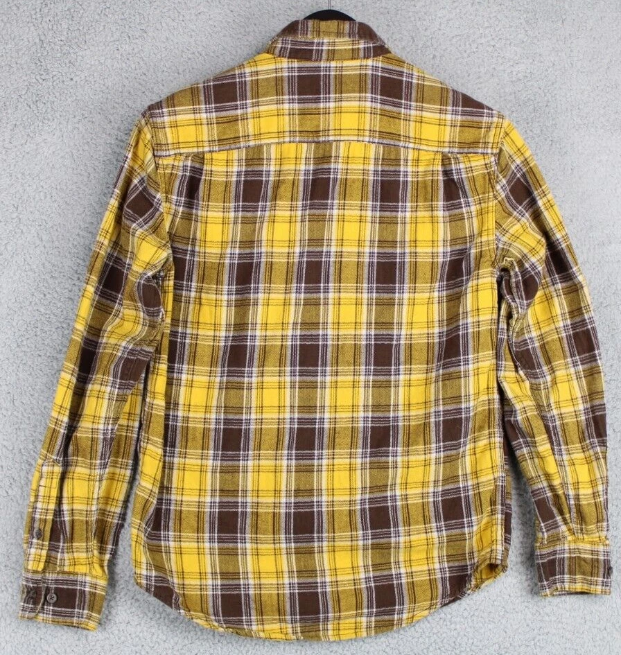 George 纽扣衬衫男式 S 码黄色棕色长袖纽扣领 — 第 2/4 张图片