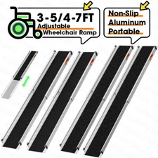 3-5/4-7FT Aluminium Folding Wheelchair Scooter Mobility Ramp Portable Non-Slip
