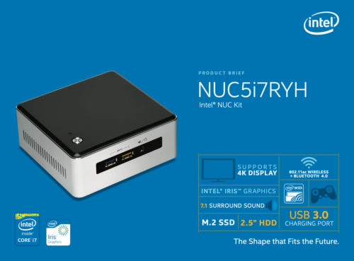 Intel NUC Core i7 3,40GHz 256GB PCIe SSD 8GB RAM NUC5i7RYH Mini Desktop Win10 PC - Bild 1 von 7