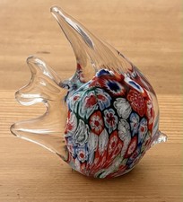 Vintage At Glass Millefiore Angel Fish Sculpture Paperweight Free Shipping