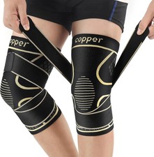Copper Knee Brace Support Adjustable Strap Compression Sleeve Men Women Sports