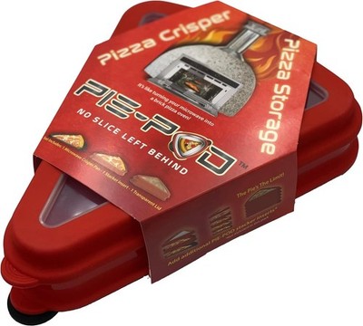 PIE-POD  - Double Decker - Reusable Pizza Crisper and 16 inches, Red 