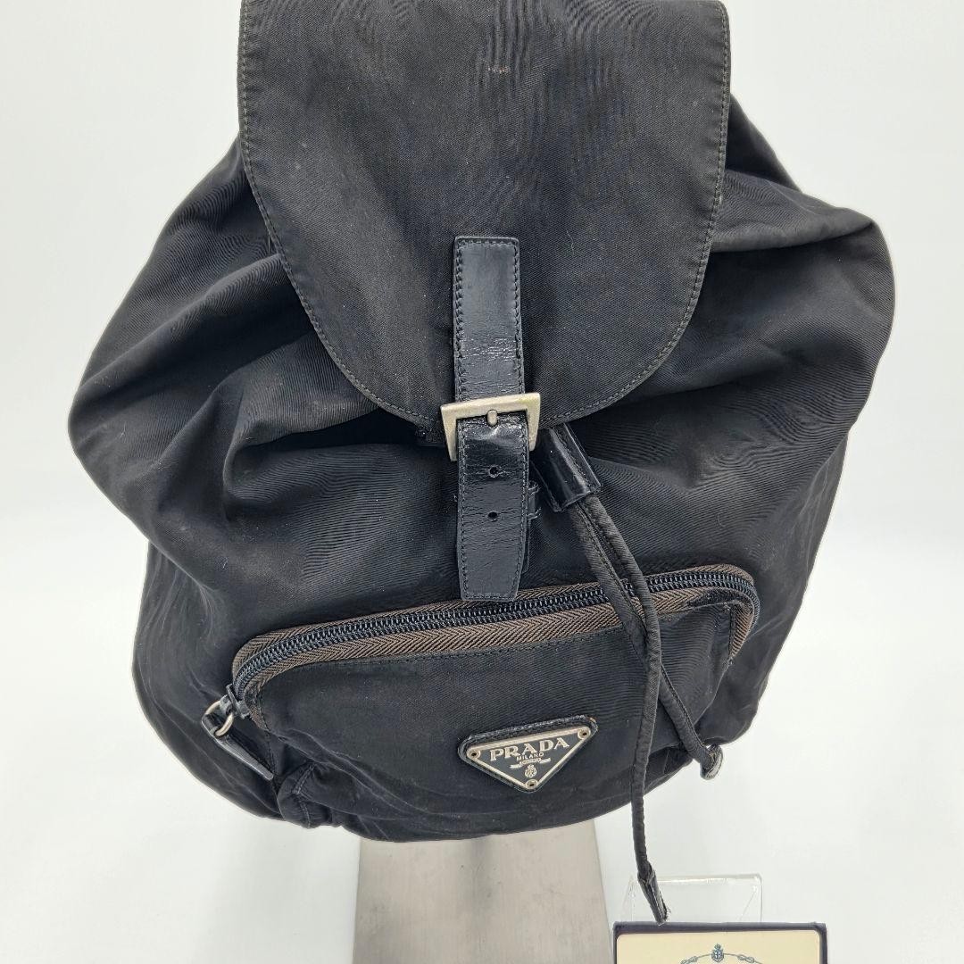 Prada Nylon Backpack Black Triangular Logo Used w… - image 5