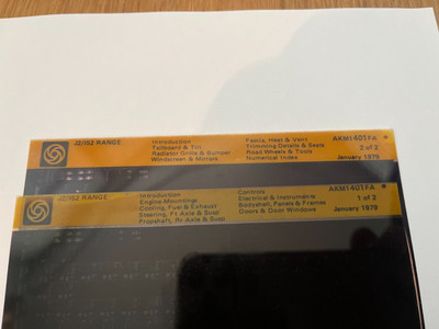 AUSTIN MORRIS J2 / 152 SORTIMENT TEILEKATALOG MICROFICHE SET NEW OLD STOCK