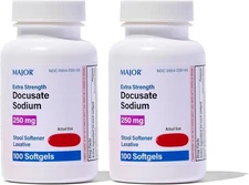 Major Docusate Sodium 250mg 200ct (2 Bottles) Stool Softener – Gentle Relief