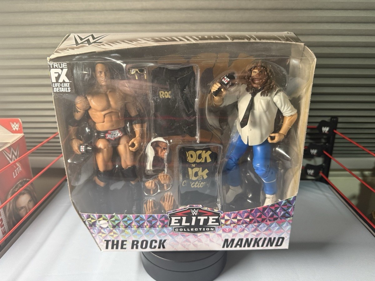 The ROCK and MANKIND WWE Mattel Elite Collection Set Rock 'n' Sock