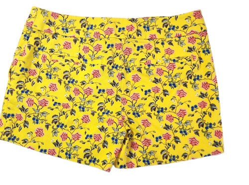 LOFT Riviera Shorts Size 8 Butter Yellow Tweed Floral Bird Print 4” Inseam Boho - Picture 12 of 12