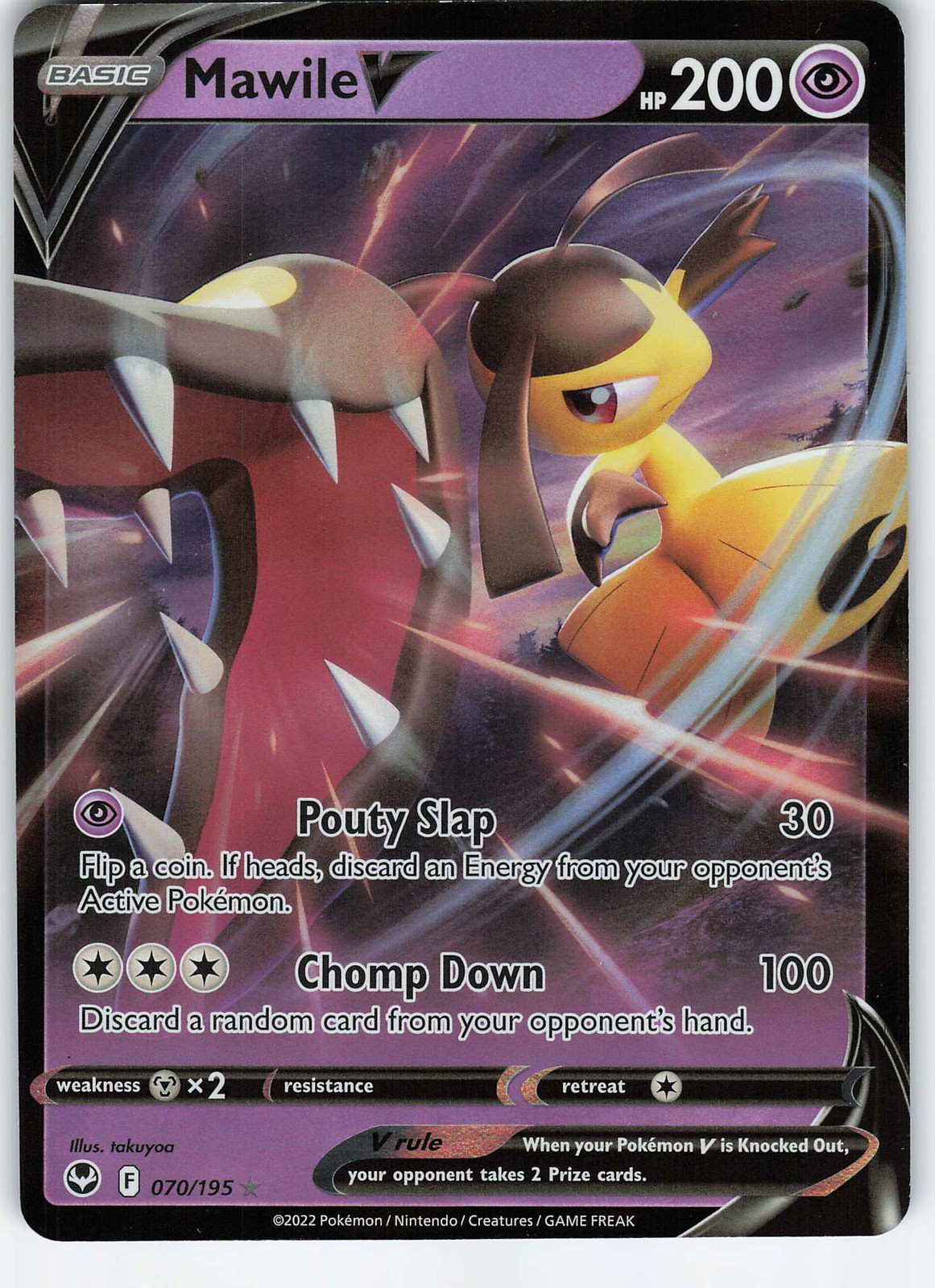 Mawile V 070/195 Ultra Rare Holo SWSH12: Silver Tempest NM Pokémon