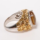 Gold Sterling Silver RI China White Topaz Ring Size 7 Ornate Filigree Jewelry — photo 3