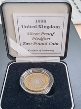 Royal Mint 1998 Silver Proof Piedfort £2 Original box and CoA - 24 grams