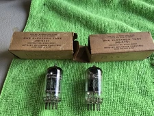 Matched Pair Sylvania JHS 5751/12AX7/ECC83 Triple Mica Black Plate Square 3/1957