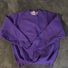 Vintage 90s Fruit Of The Loom Purple Blank Sweatshirt Raglan XL USA Made