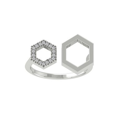 0,1 kt im Labor gezüchteter Diamant 14 kt Weißgold Bypass-Ring Größe 7 Geschenk für Frauen