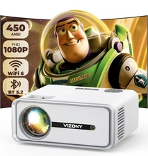 Mini Projector with WiFi and Bluetooth, 450ANSI 1080P FHD Home Movie Projector