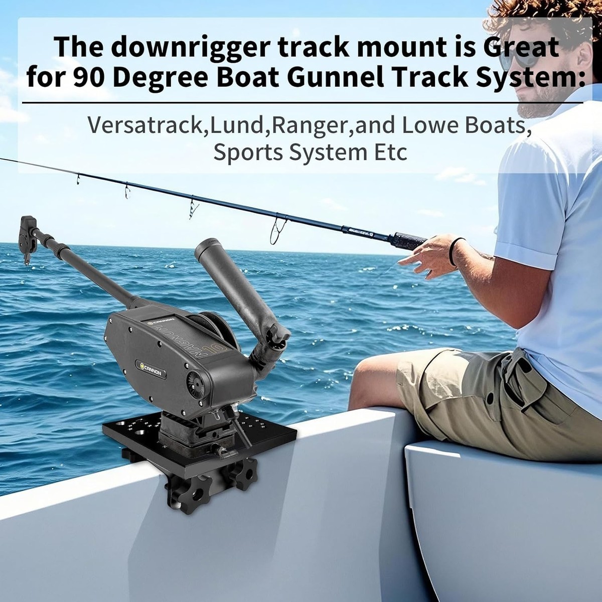 Universal Aluminum Downrigger Bracket for 90 Degree Boat Track