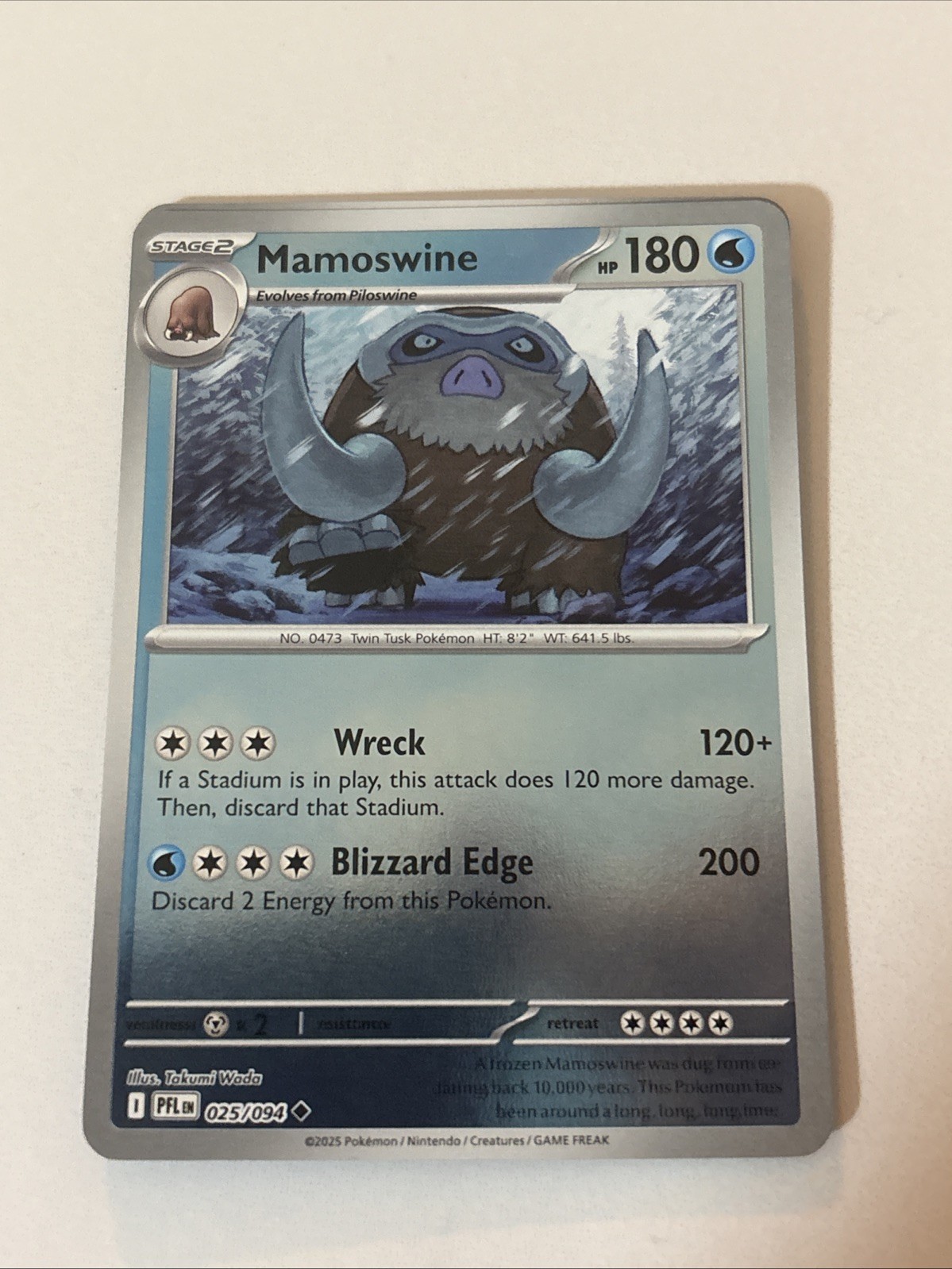 Mamoswine 025/094 Reverse Holo Phantasmal Flames NM Pokemon Card