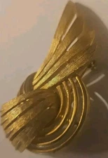  Expan Brushed Gold Tone Brooch Pin ,Elegant, Large! Signed