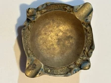 Vintage Decorative Brass Footed Ashtray Very Ornate 4.5 Inches Wide Patina!!!