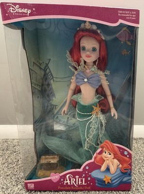 Disney's Little Mermaid Ariel Porcelain Keepsake Doll Brass Key 2003 NIB