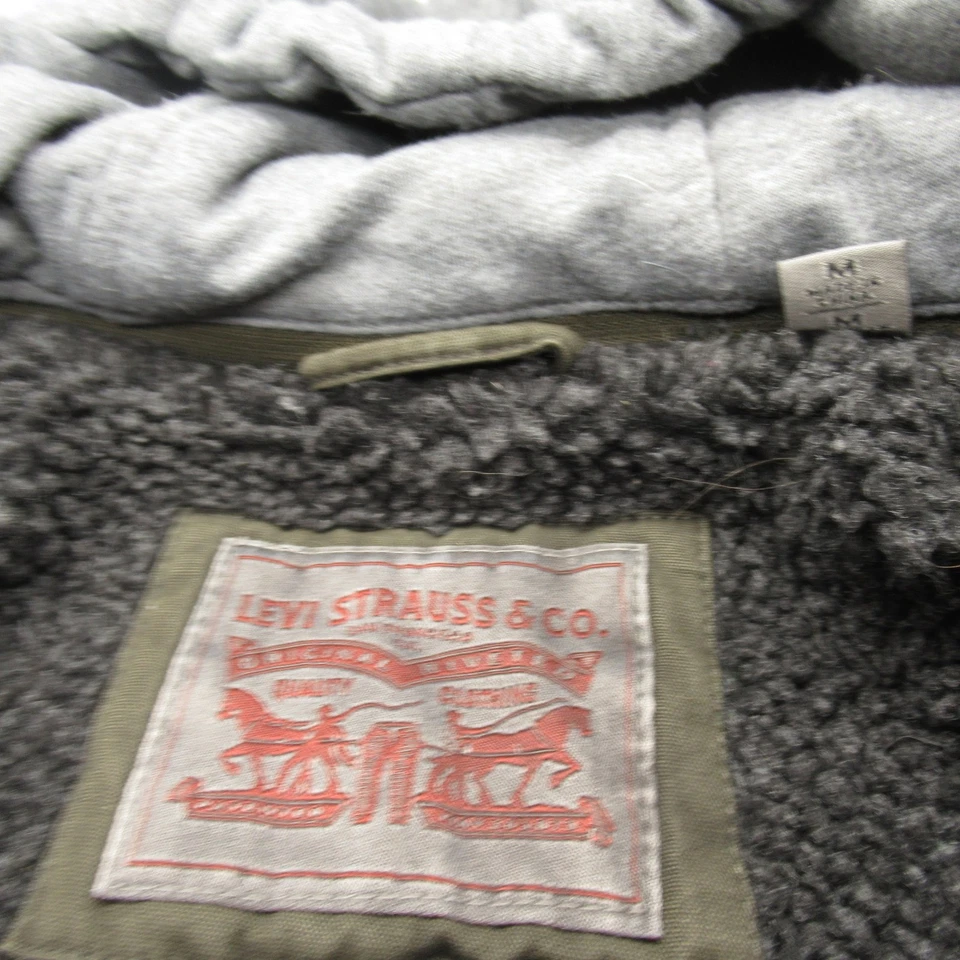 Levis Jacket Mens Medium Green Thick Sherpa Lined Hooded Insulated Military - image 4 of 4