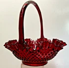 Vintage Large Fenton Ruby Red Hobnail 11" Basket