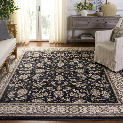 Lyndhurst 8' x 10' Area Rug - Anthracite & Cream, Non-Shedding, Easy Care