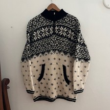 Vintage Jones New York Black White 1/4 Zip Fair Isle Wool Blend Size S