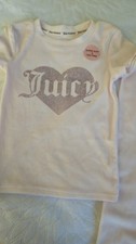 Juicy Couture Girls Pink Plush Velour 2-Pc Set Shirt Leggings Size 5 Bling heart