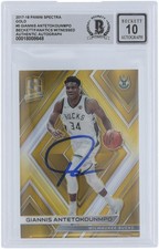 Giannis Antetokounmpo Bucks Signed 2017-18 Panini Spectra #5 #3/10 BAS 10 Card