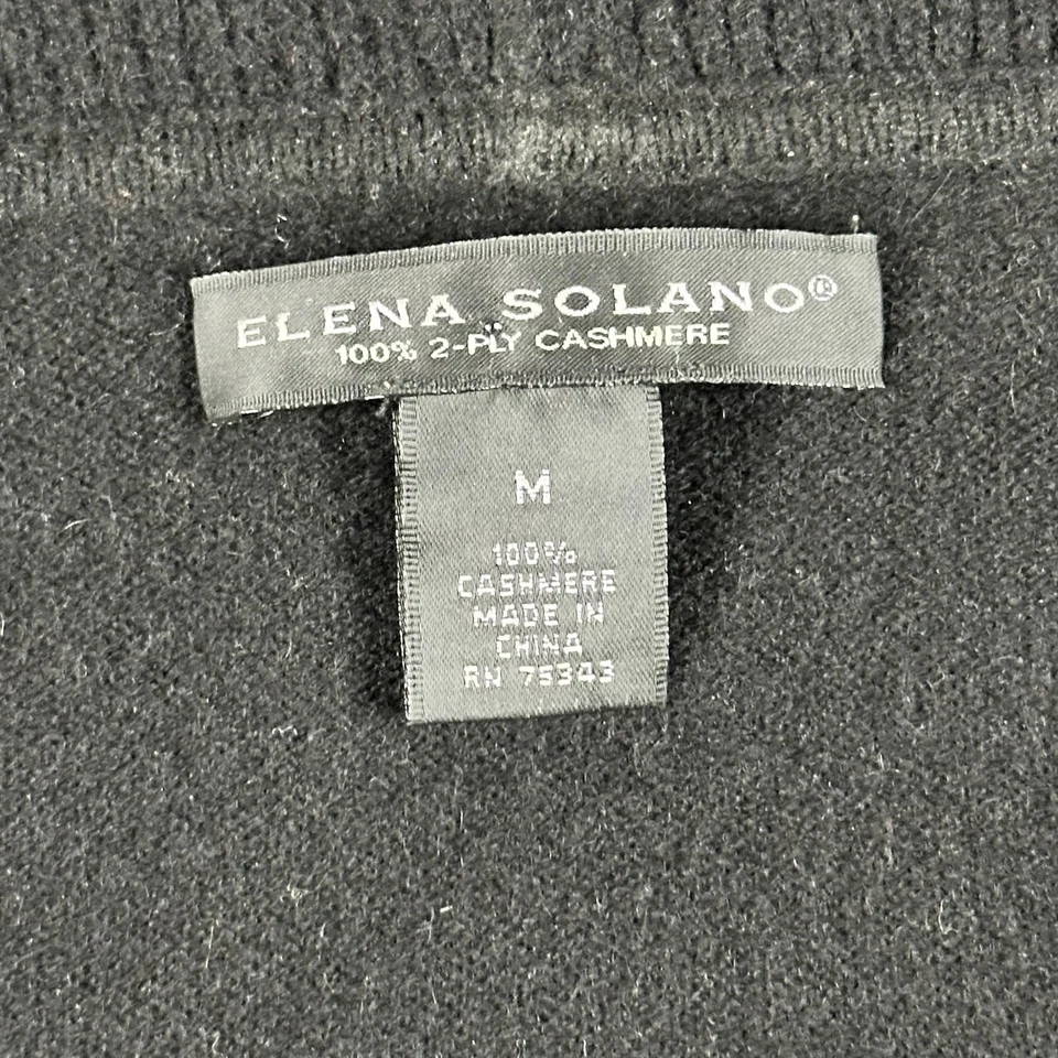 Suéter de cachemir Elena Solano para mujer mediano negro con volantes cárdigan frente abierto Foto 3 de 4