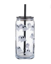 Way to Celebrate Glass 20oz Can Sipper Halloween Ghost