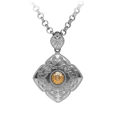 Sterling Silver and 18k Gold Celtic Kite Shield Necklace